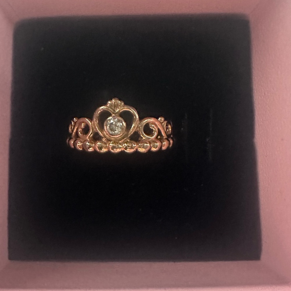 Pandora Cinderella Princess Ring Gold rose size 5 or pandora 16.